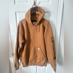 Carhartt Men's Tan Hoodie with Logo Sleeve